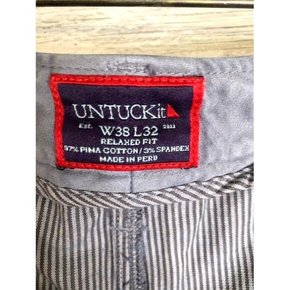 Untuckit Men's Prima Relaxed Fit Stretch Pants 38x32 Pima Cotton & Spandex Gray - Picture 4 of 8